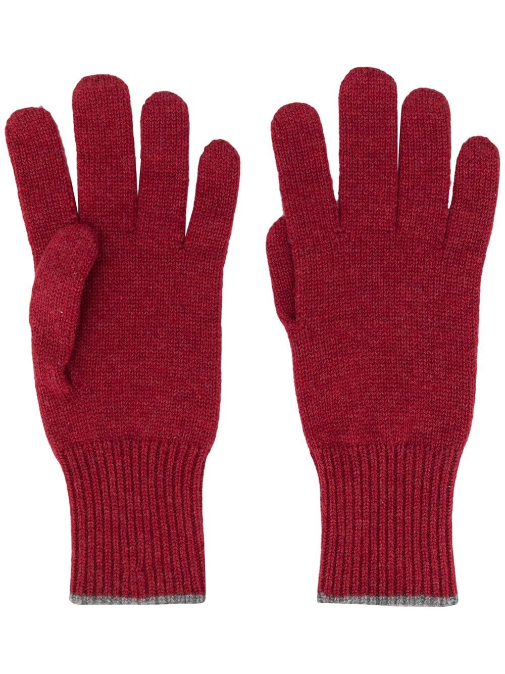 contrast-trimmed cashmere gloves - 1