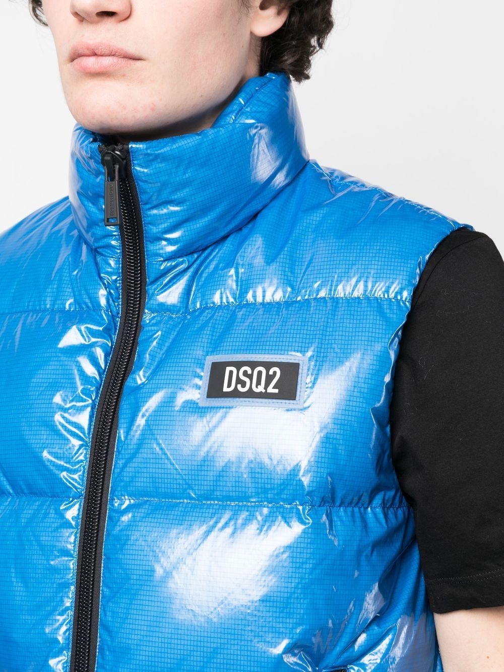 logo patch padded gilet - 5