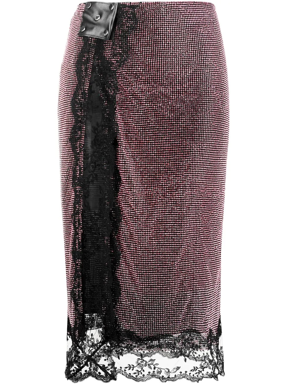 crystal-embellished mesh midi skirt - 1