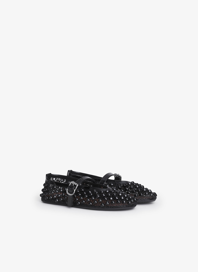 Alaïa BALLET FLATS WITH STUDS ON FISHNET outlook