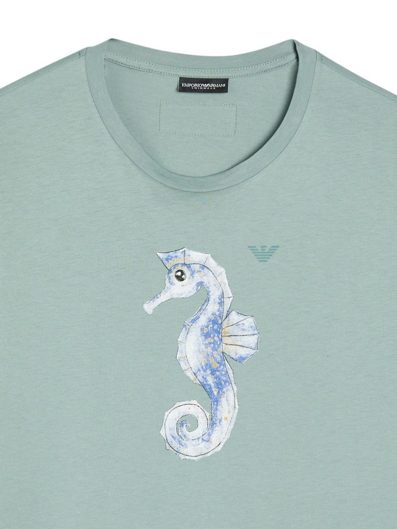 EMPORIO ARMANI seahorse-embroidered T-shirt outlook
