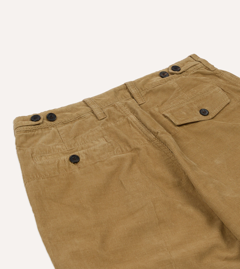 Sand Cotton Corduroy Wide Leg Double Pleat Chino 5