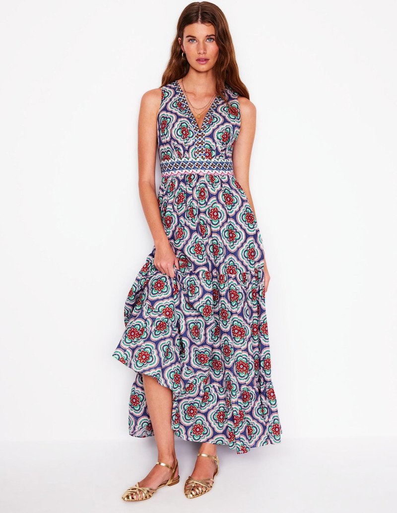 Serena Cotton Tie Maxi Dress-Bright Blue, Botanic Blush 5