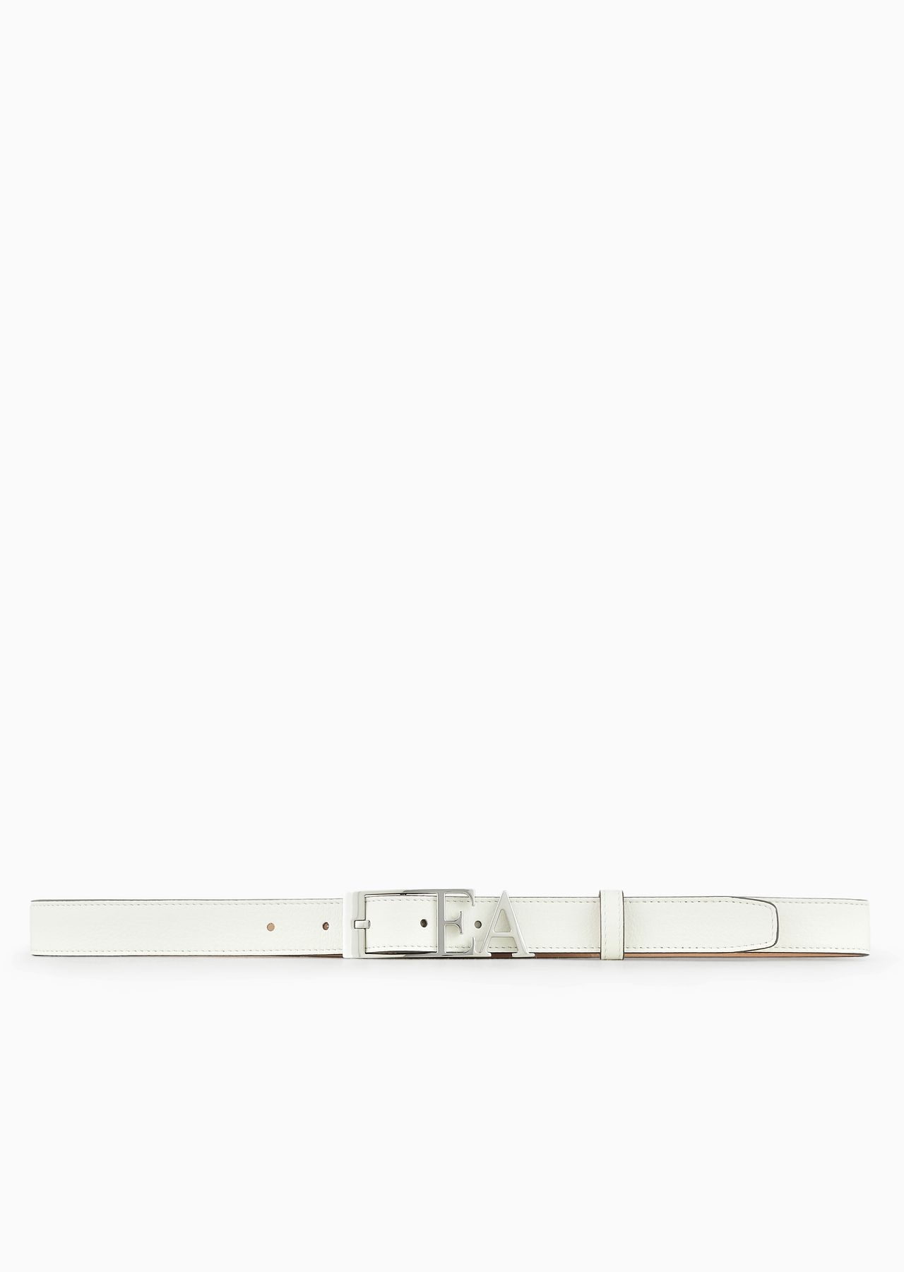 Deer-print leather belt with contoured EA buckle - 3