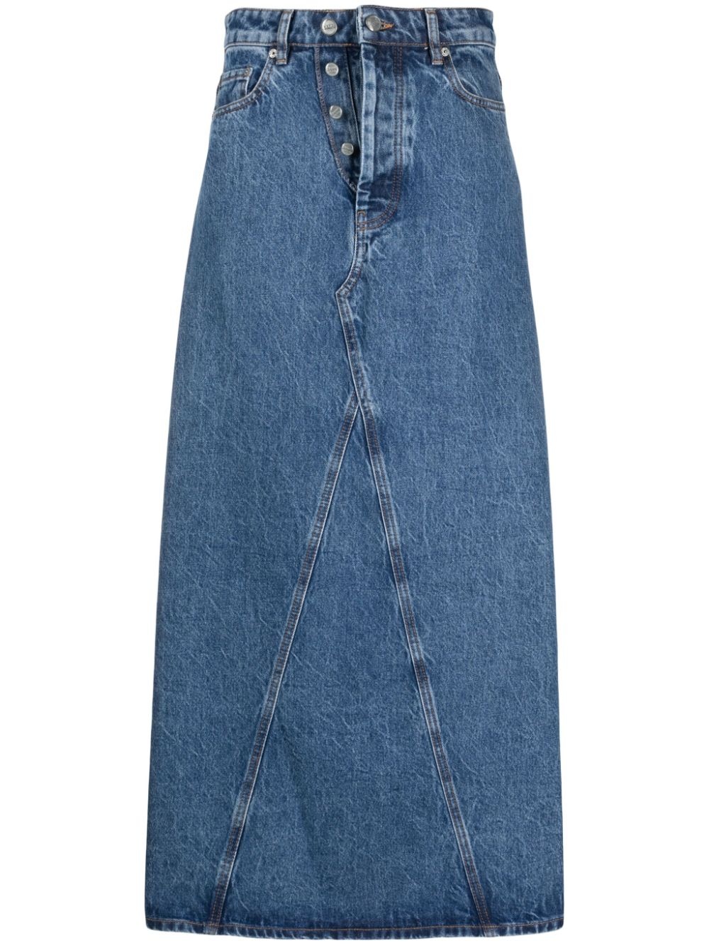 high-waisted denim maxi skirt - 1