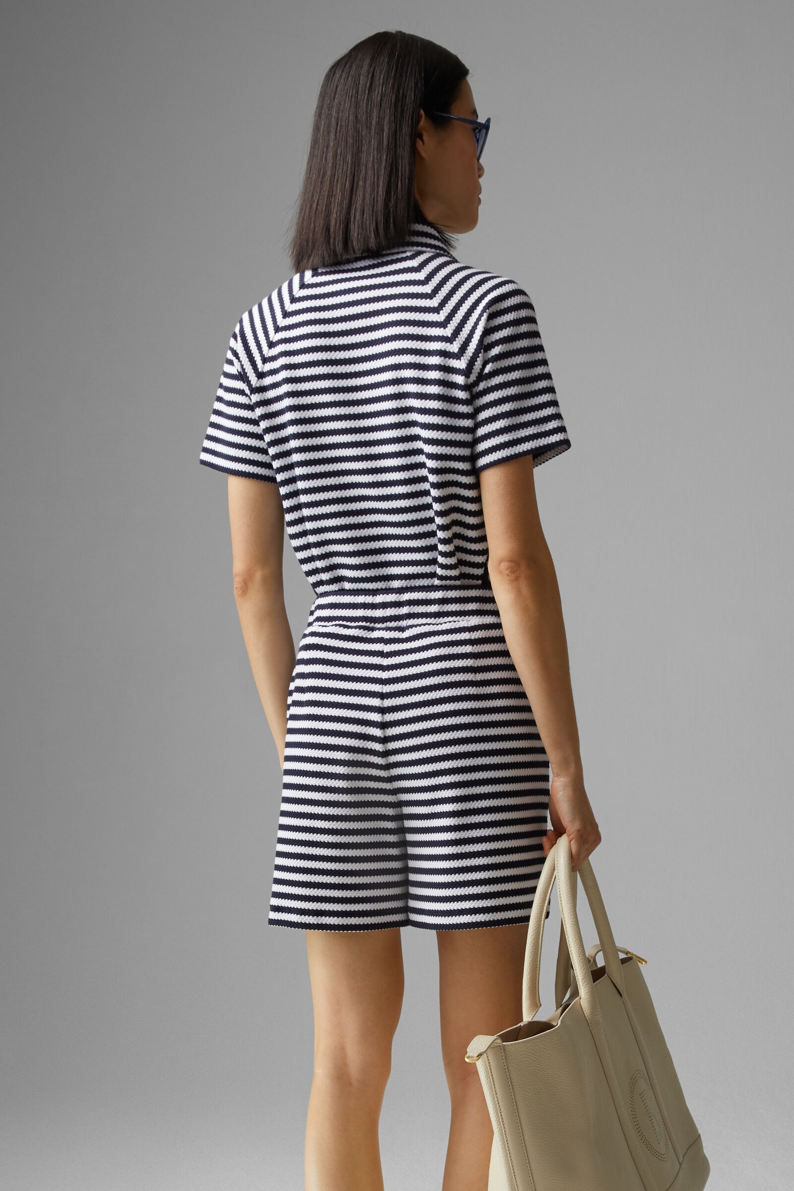 Loro Knitted shorts in Navy blue/White - 3
