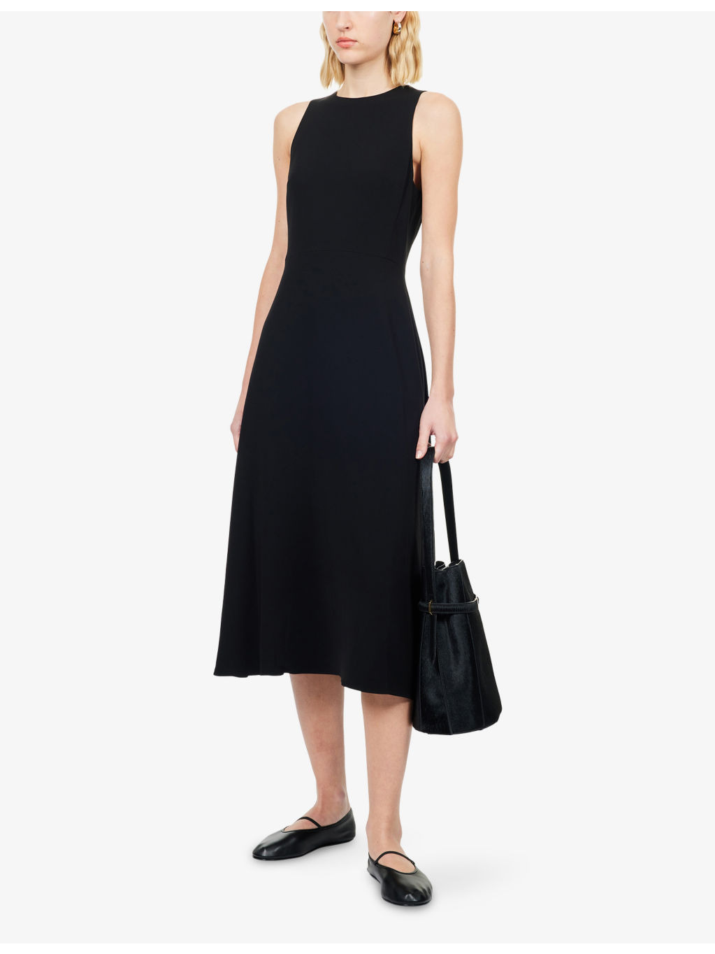Sleeveless Round-Neck Woven Midi Dress - 2