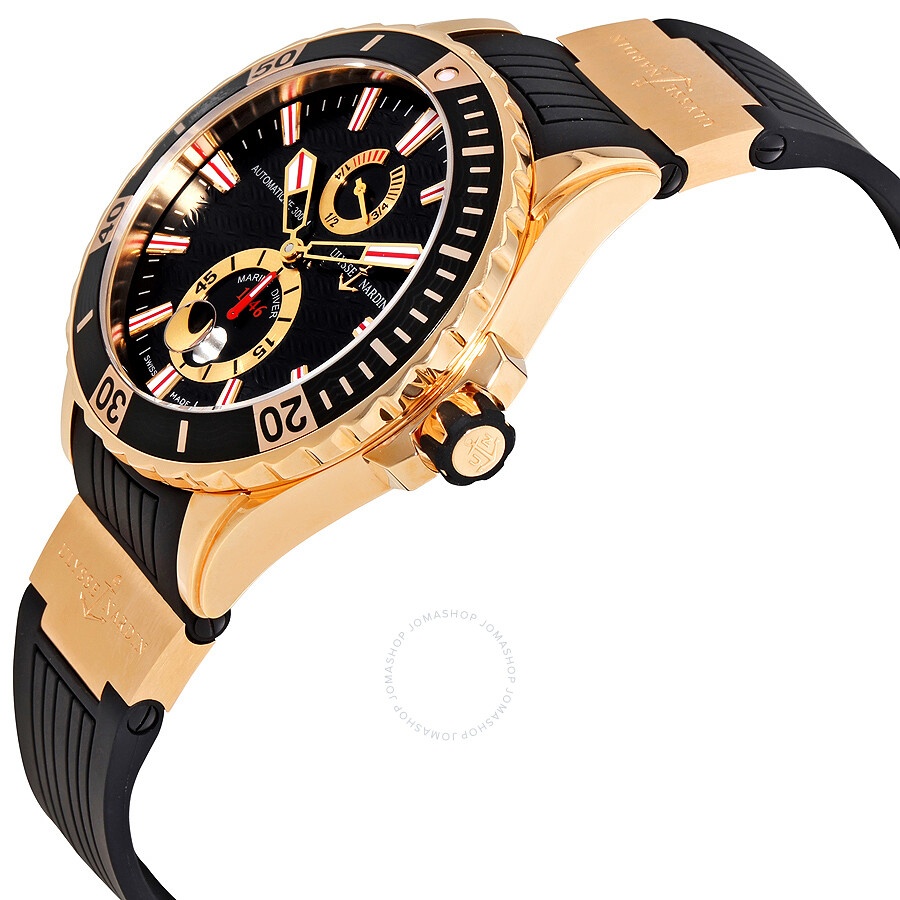 Ulysse Nardin Maxi Marine Diver Black Dial With Wave Design Automatic 18kt Rose Gold Men's Watch 266 - 2