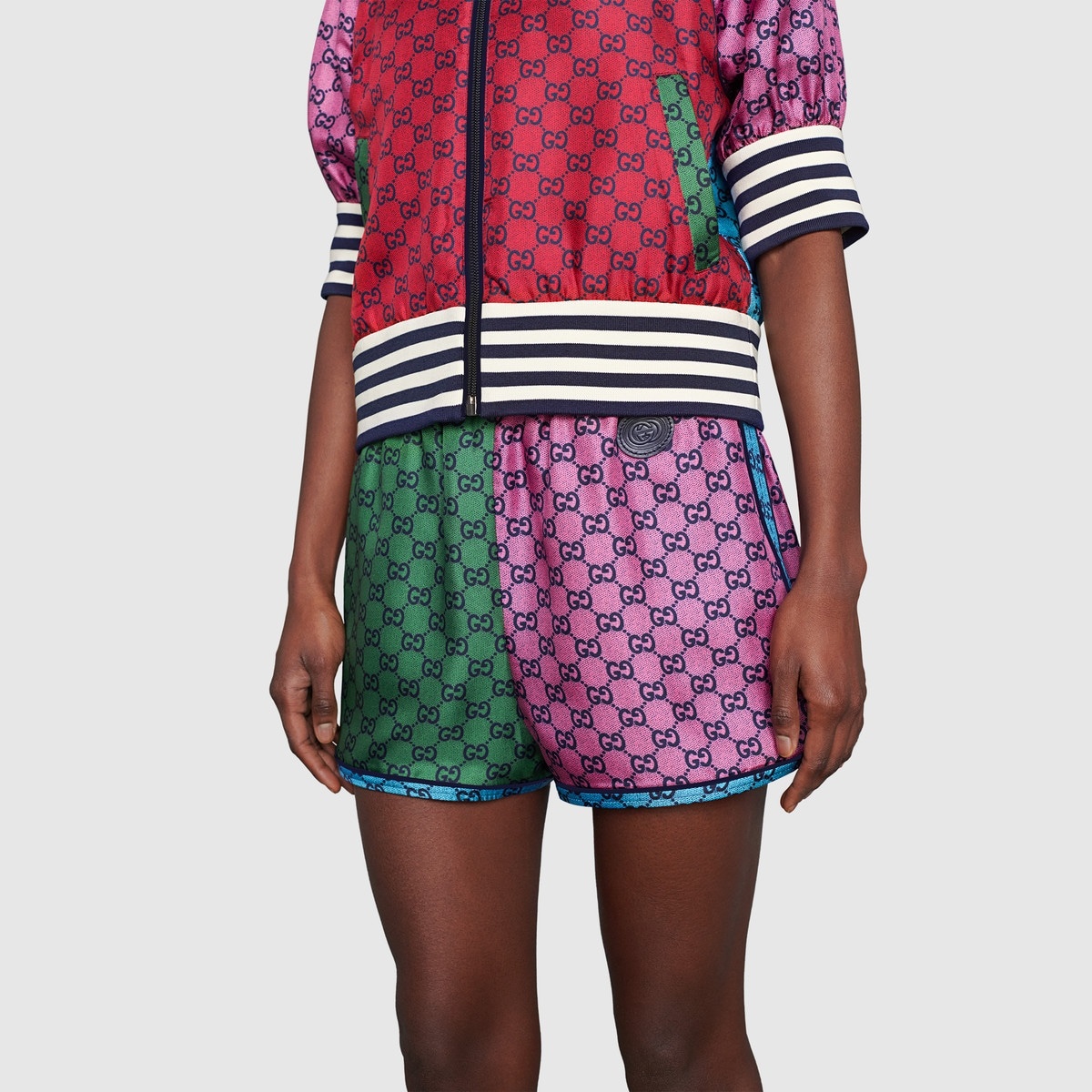 GG Multicolor silk twill shorts - 5