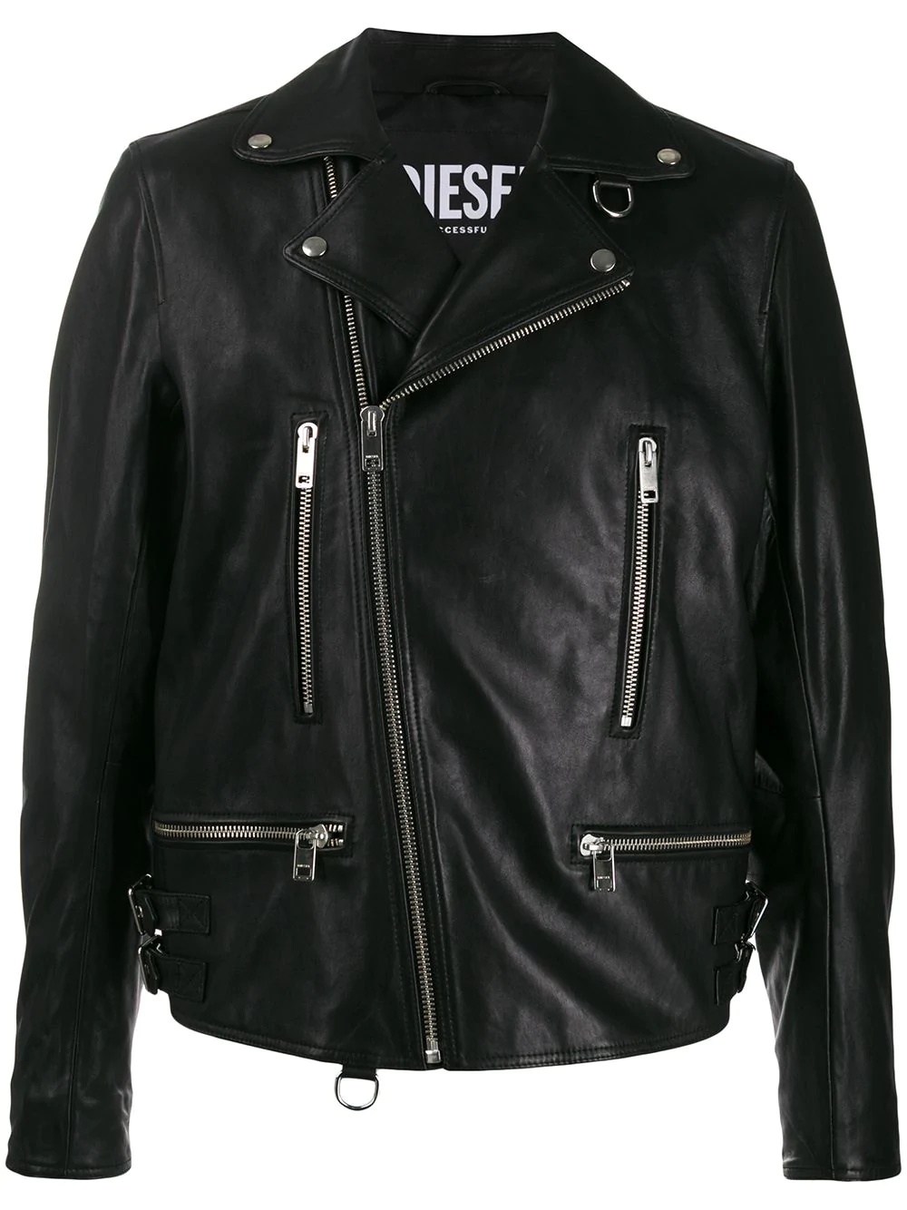 asymmetrical zip biker jacket - 1