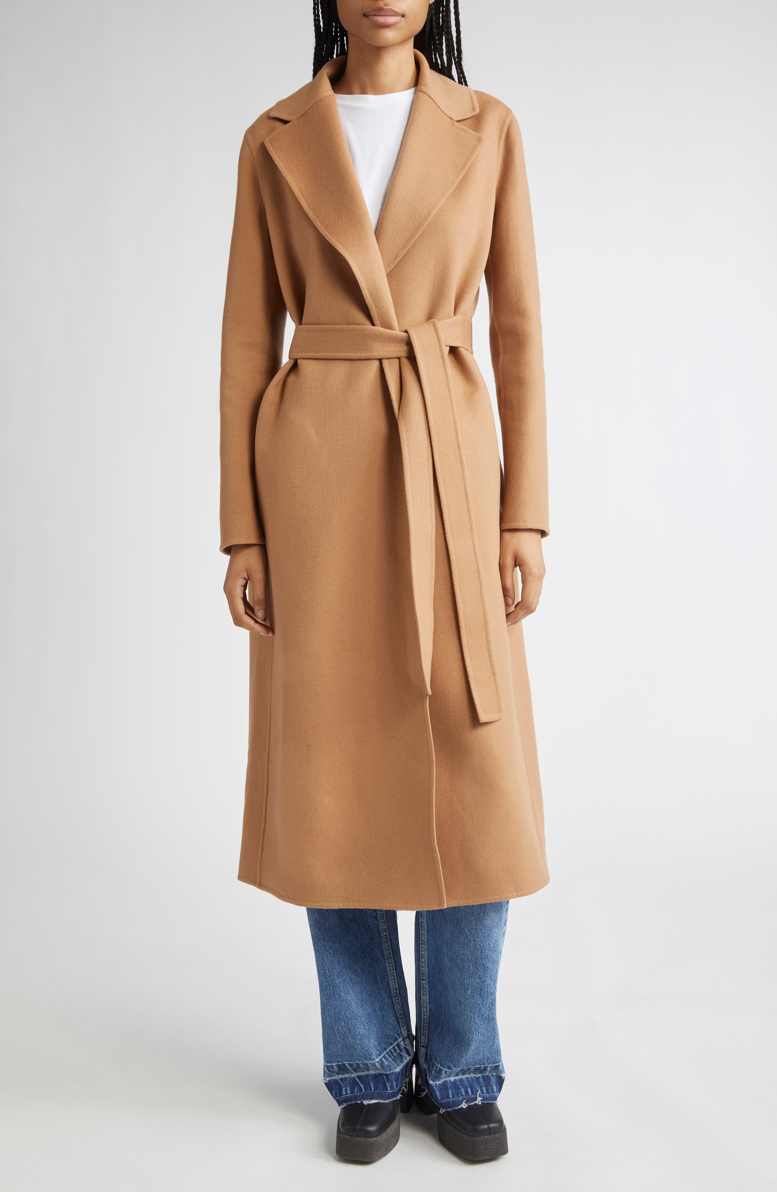 Stella McCartney Belted Double Face Wool Wrap Coat in New Camel at Nordstrom - 2