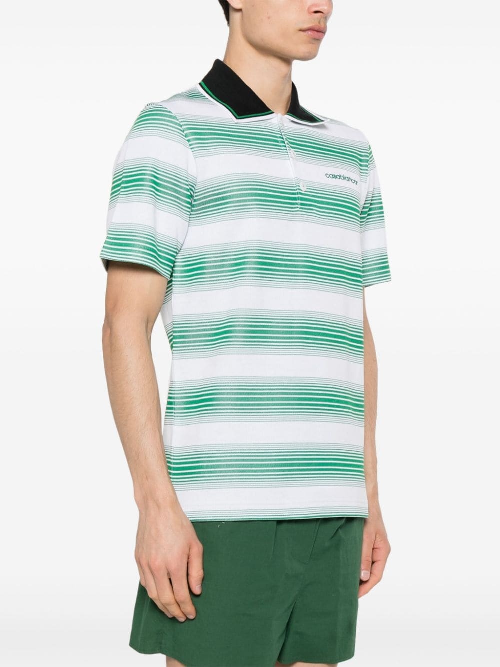logo-embroidered striped polo shirt - 3