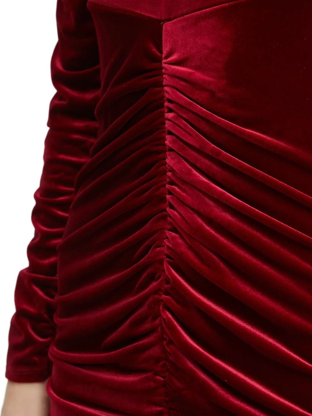 long-sleeve ruched-velvet mini dress - 4