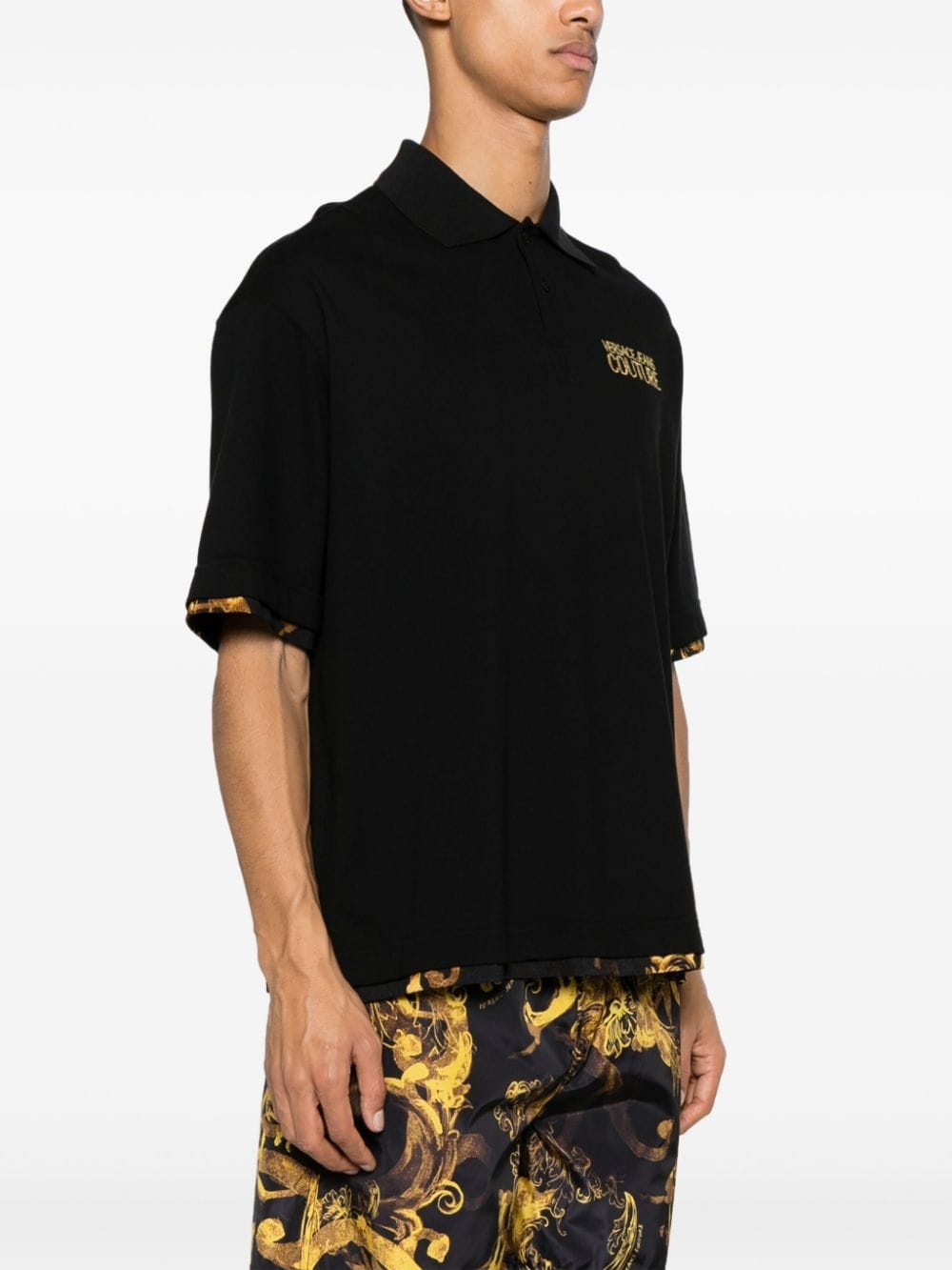 Barocco-trim polo shirt - 3