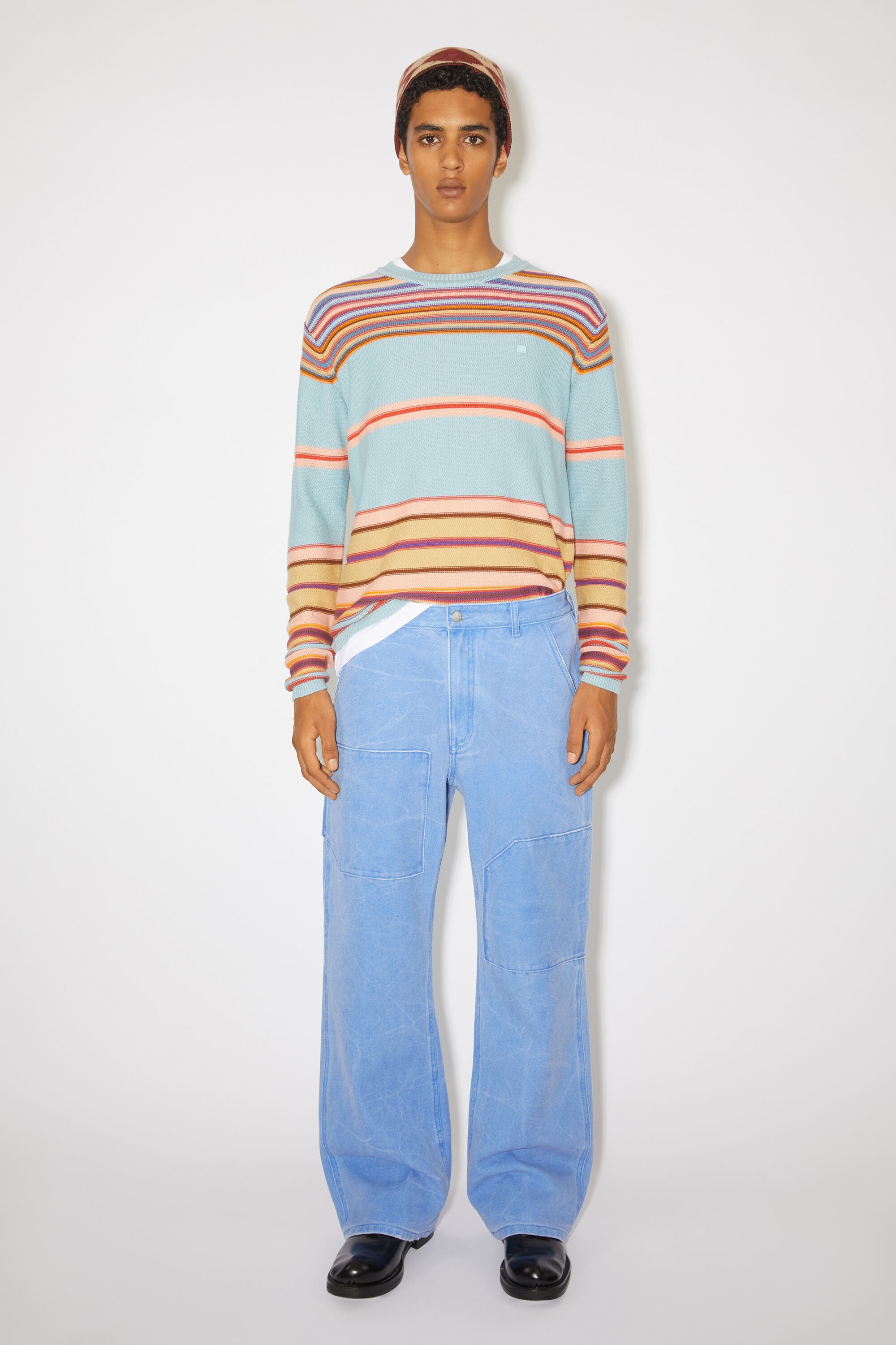 Patch canvas trousers - Powder blue - 2