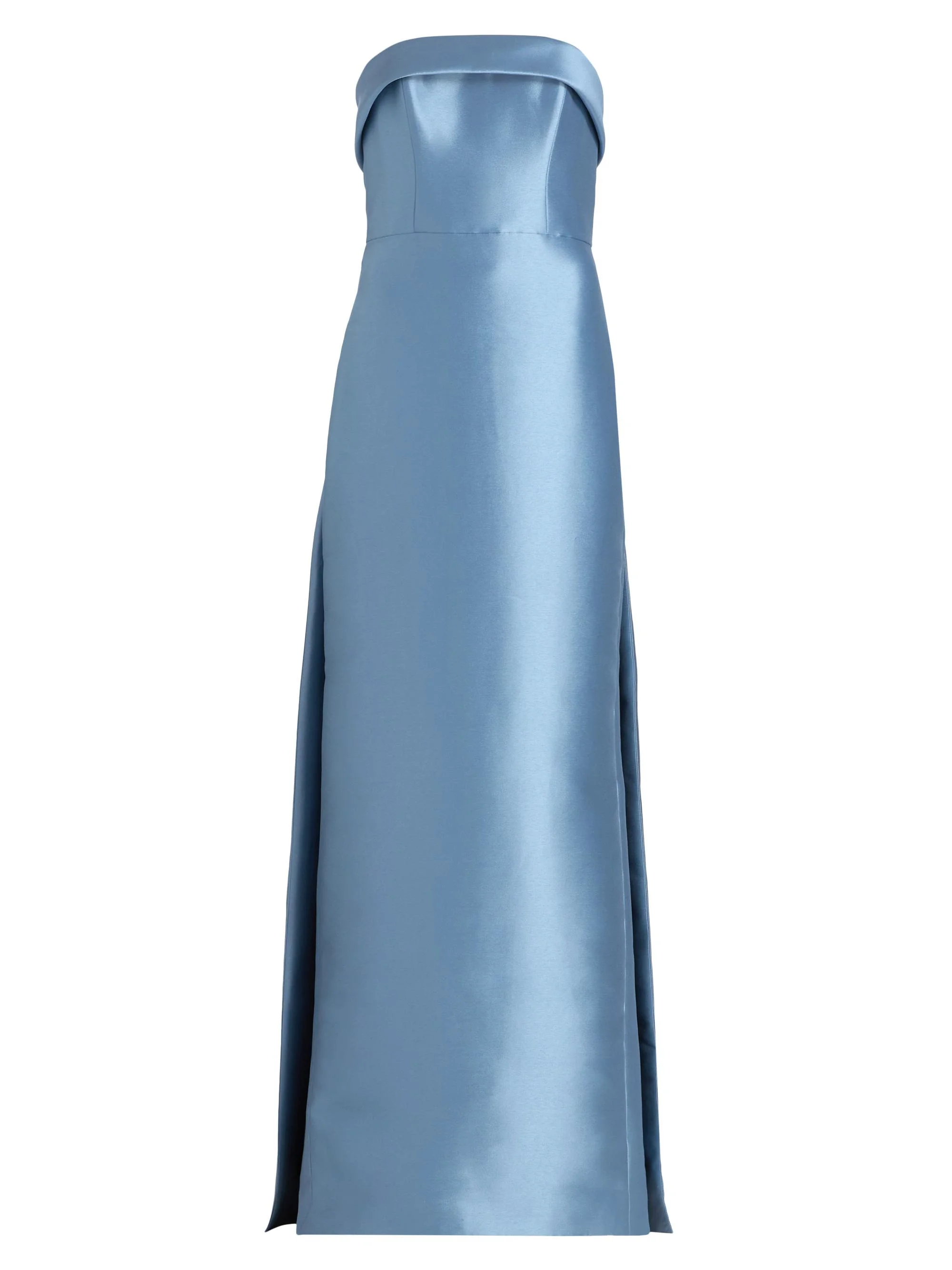 Women's Strapless Satin Embellished-Train Gown - Smokey Blue - 1