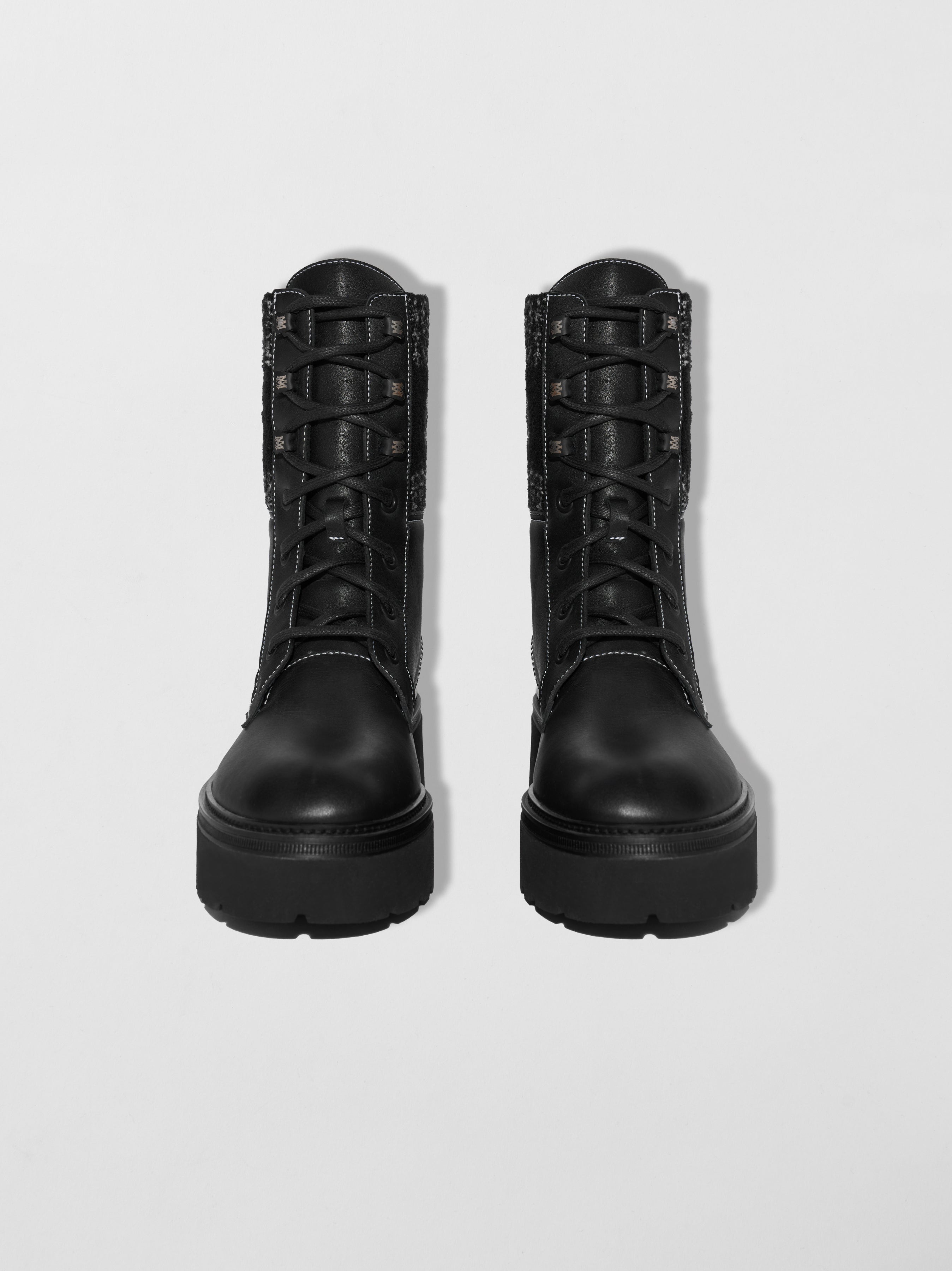 KNIT LOGO COLLAR COMBAT BOOT - 3