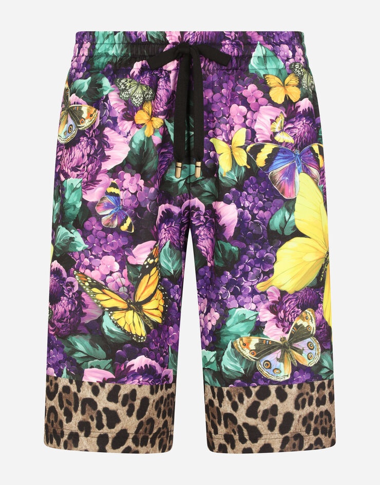 Jersey jogging shorts with butterfly print - 3