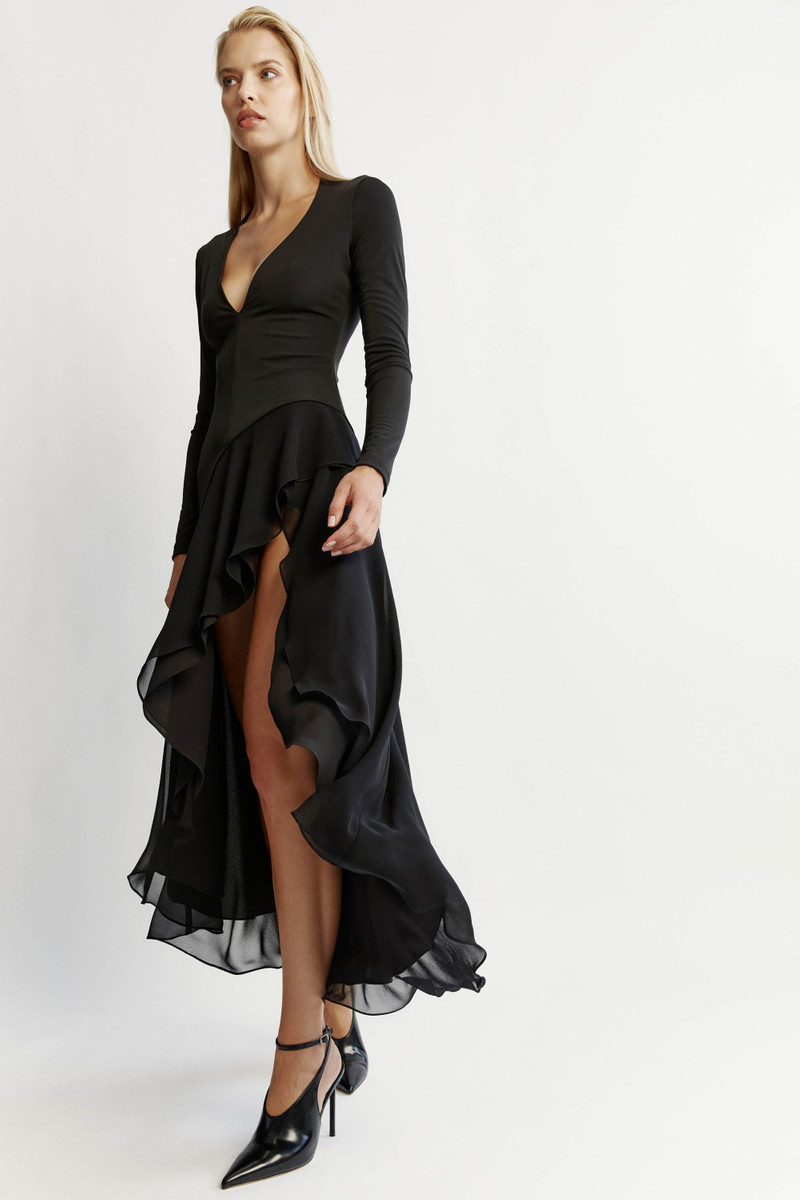 Carmine High Low Dress In Black 1