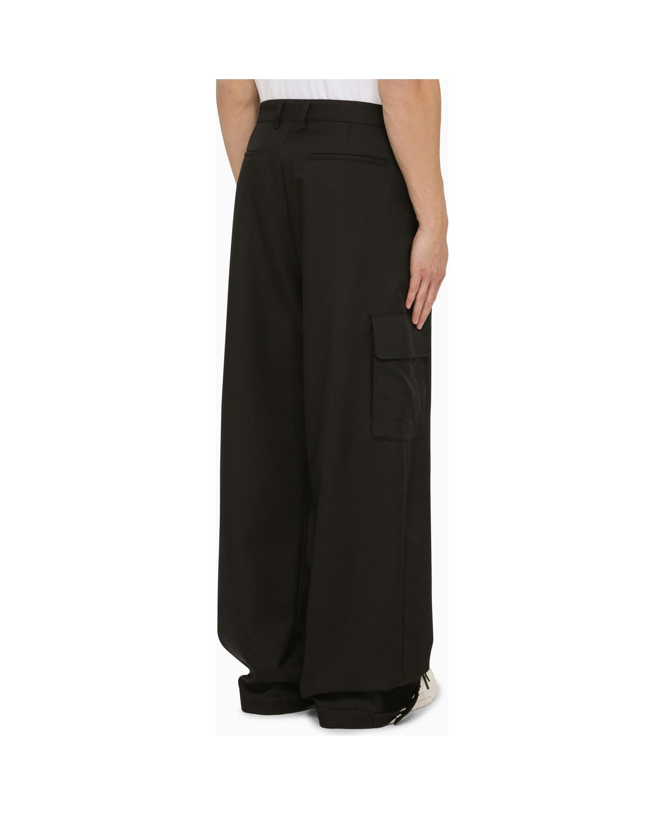 Black Denim Cargo Trousers - 3