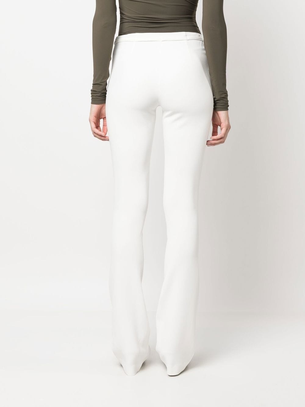 logo-buckle flared trousers - 4