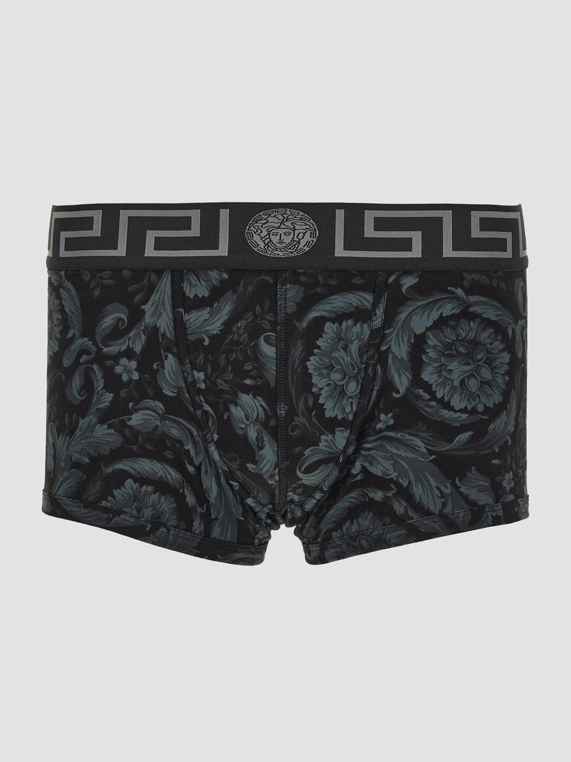 Men's All Over Baroque Print Trunk Brief - Black Grey - 1