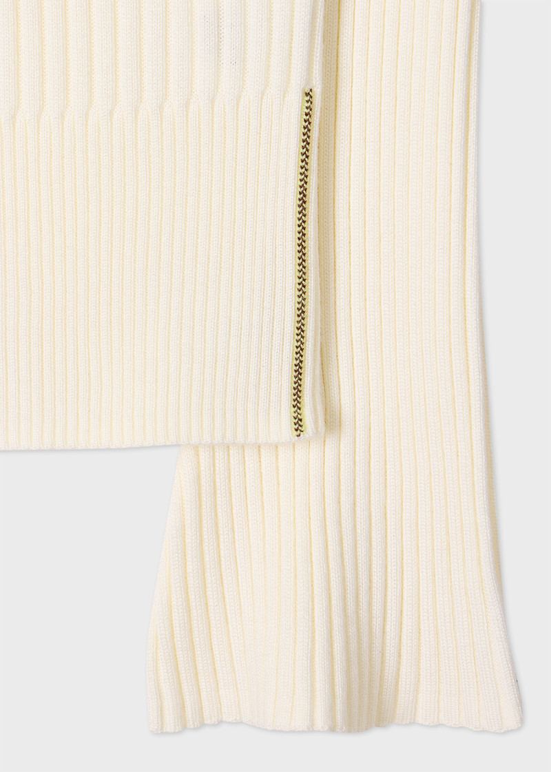 Paul Smith Women's Ecru Ribbed Knit Sailor-Collar Button Sweater outlook
