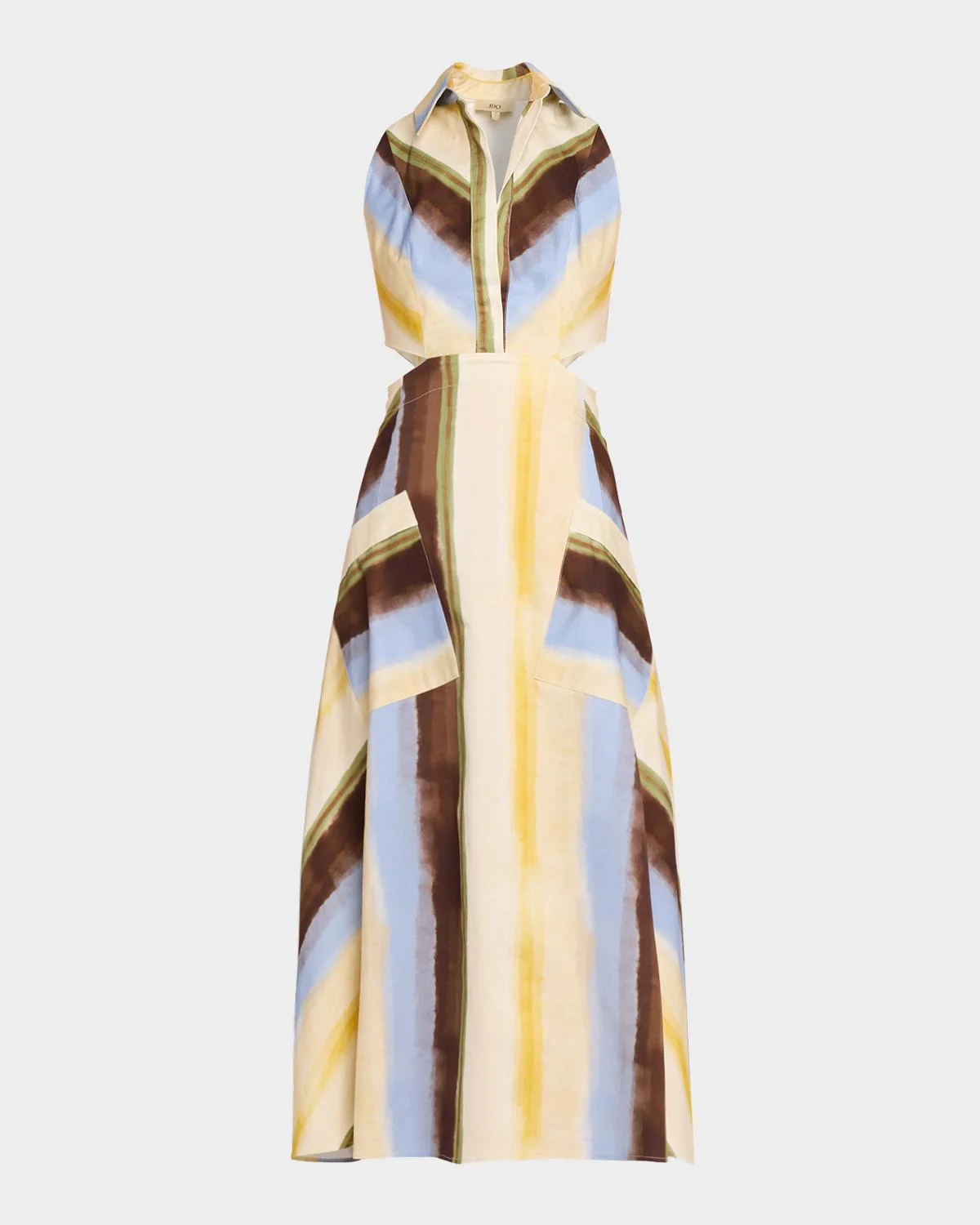 Fiona Watercolor Stripe Cutout Midi Dress - 1