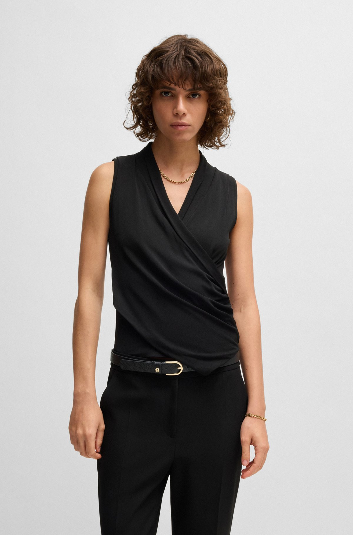 GRAINED-LEATHER BELT WITH DOUBLE B MONOGRAM - 2