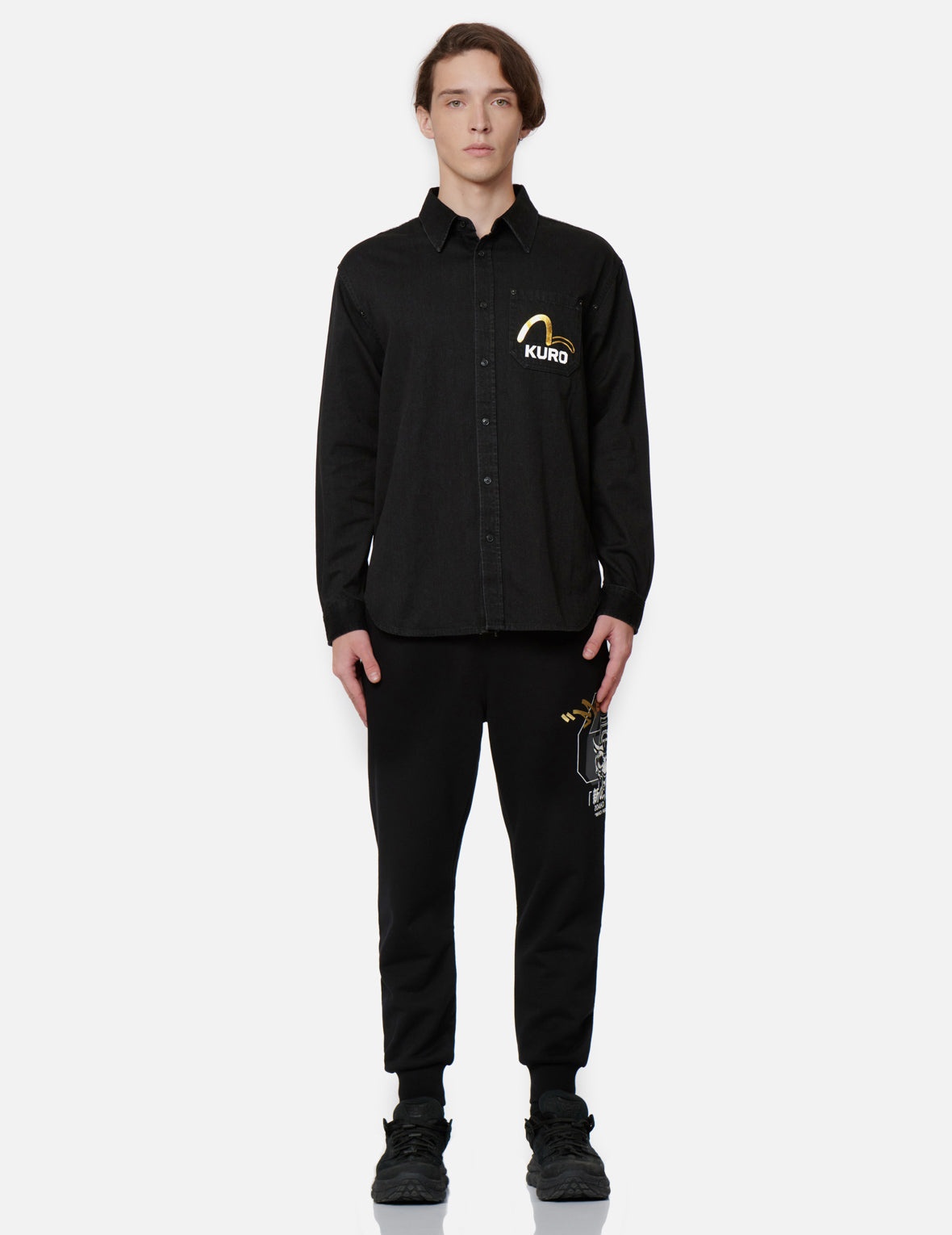 Dripping Hannya Skull Print Denim Shirt - 6