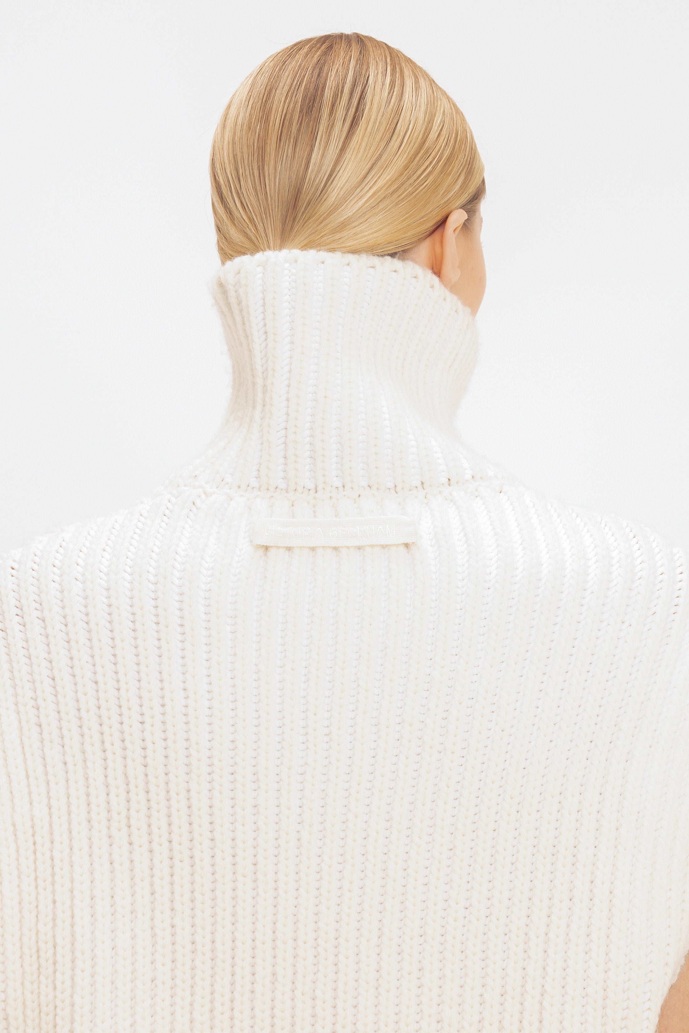 Sleeveless High Neck Knit Jumper In Ivory - 5