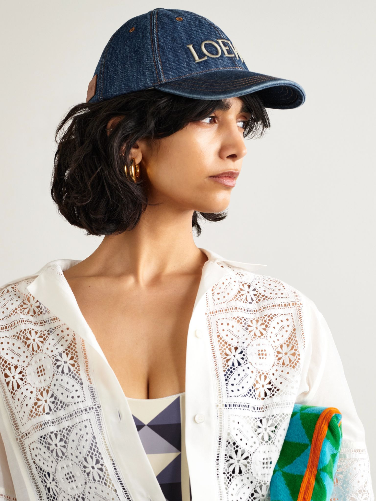 + Paula's Ibiza embroidered denim baseball cap Mid denim - 2