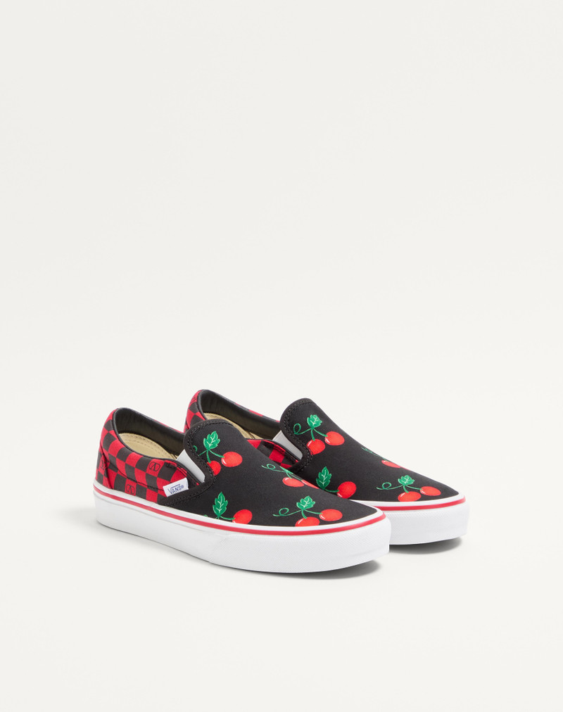 VALENTINO GARAVANI AND VANS SLIP-ON FABRIC SNEAKER WITH MAXI CHERRYFIC PRINT AND VLOGO CHECKERBOARD 3