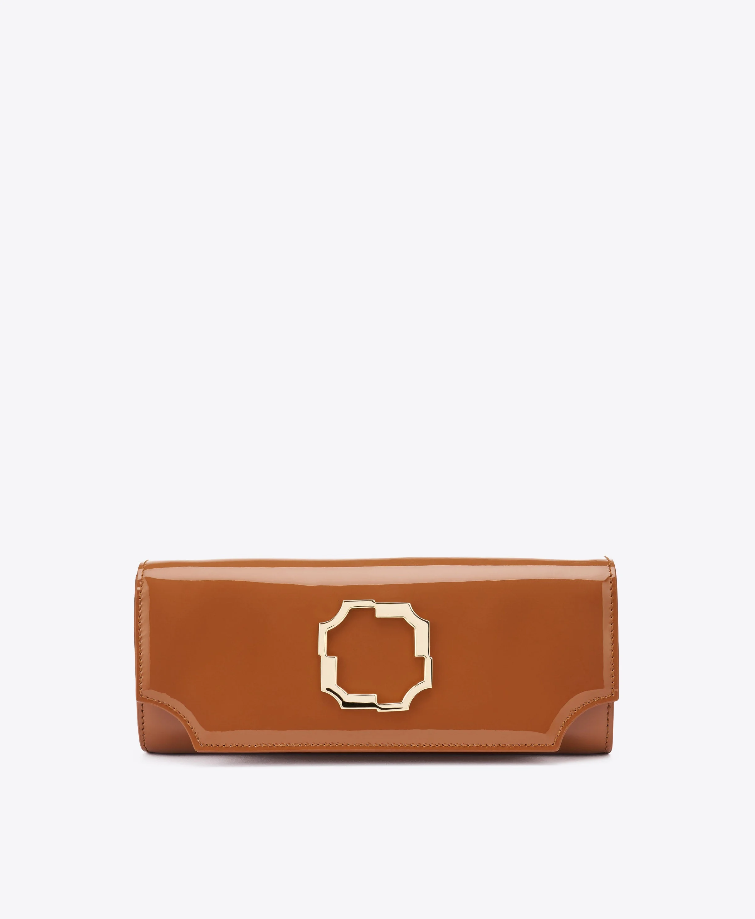 Vivien Brown Patent Leather Wallet on Chain - 1