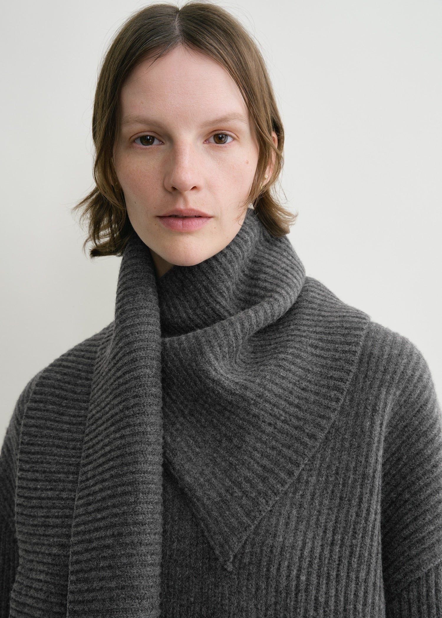 Long scarf knit dark grey melange - 5