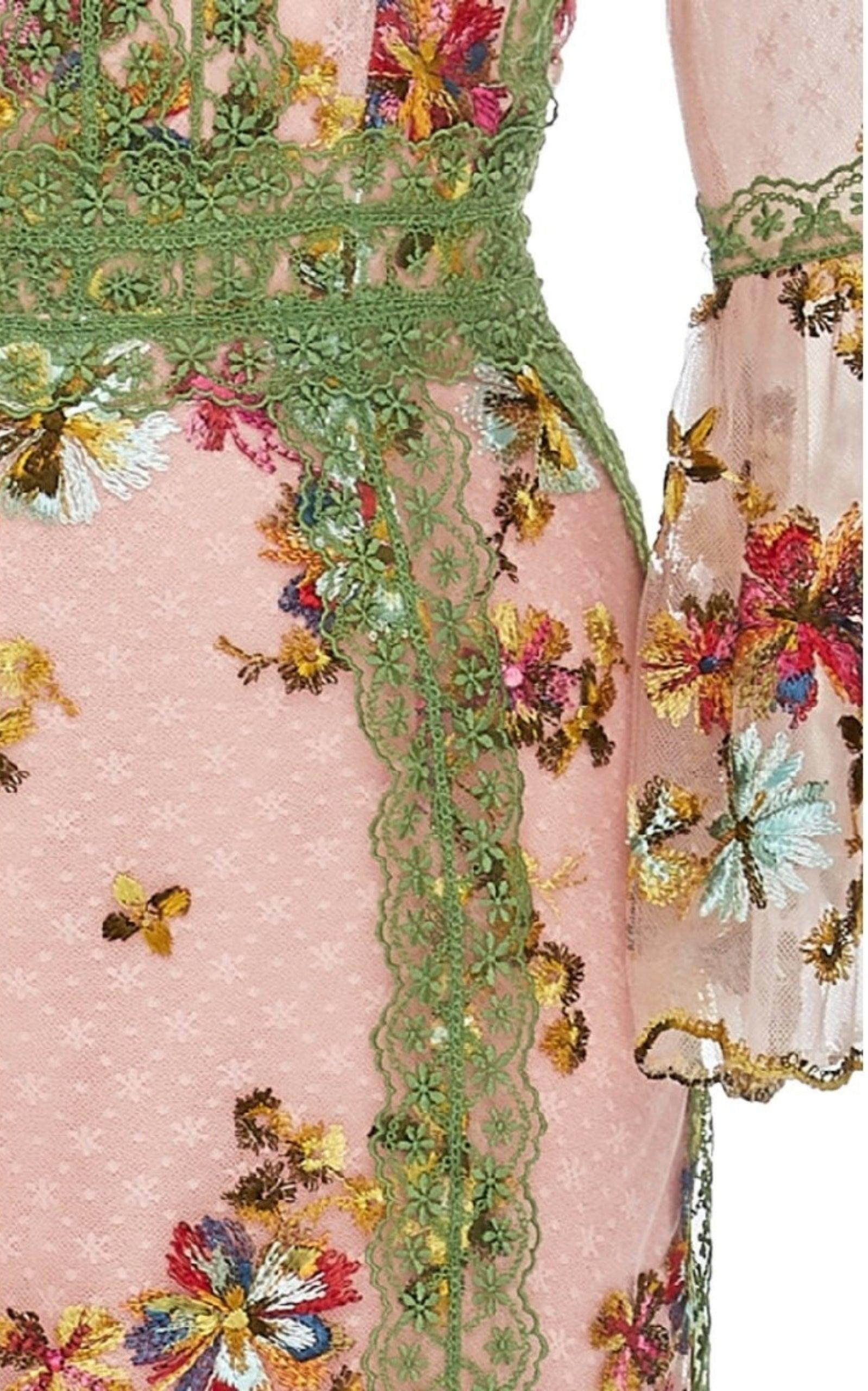 Lace-trimmed Embroidered Tulle Gown - 3