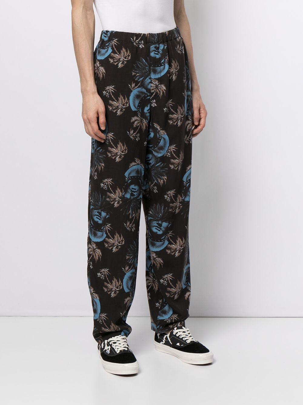printed straight-leg trousers - 3