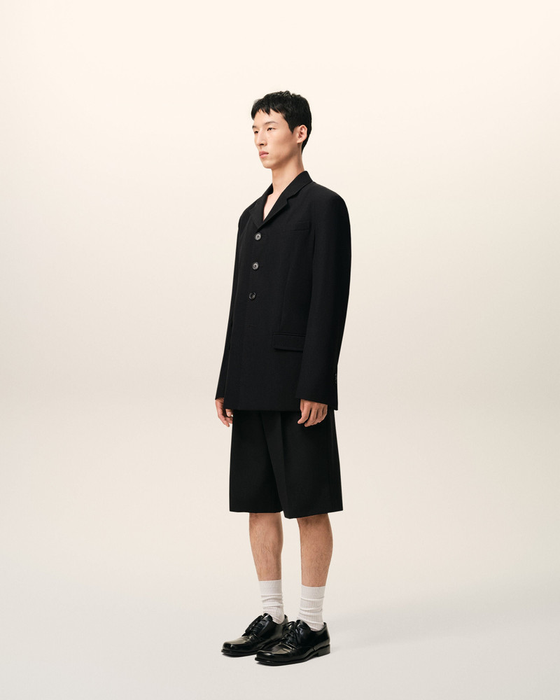 BLACK NEW WOOL SINGLE BREASTED STRAIGHT JACKET 6