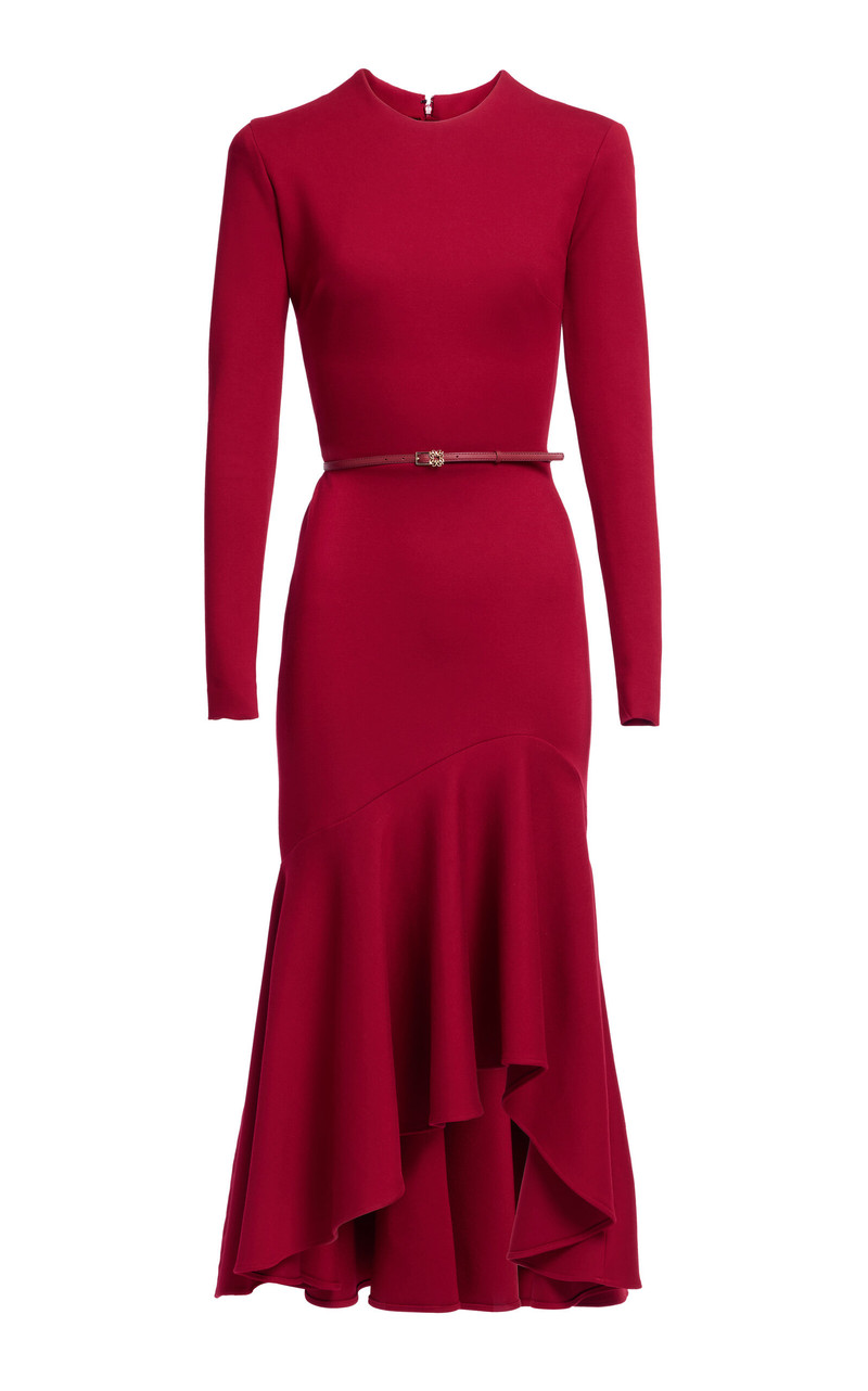 Fluted Jersey Midi Dress red 1