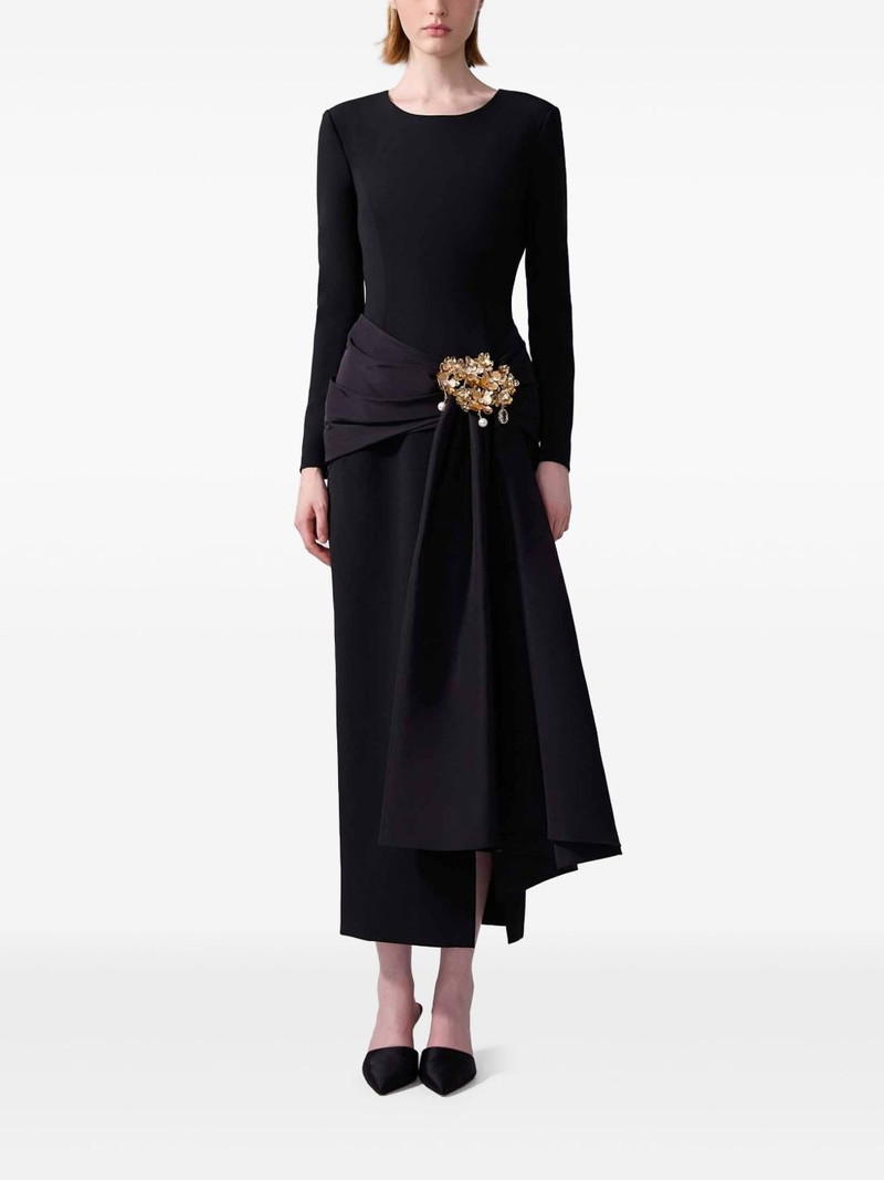 CAROLINA HERRERA brooch-detail midi dress outlook