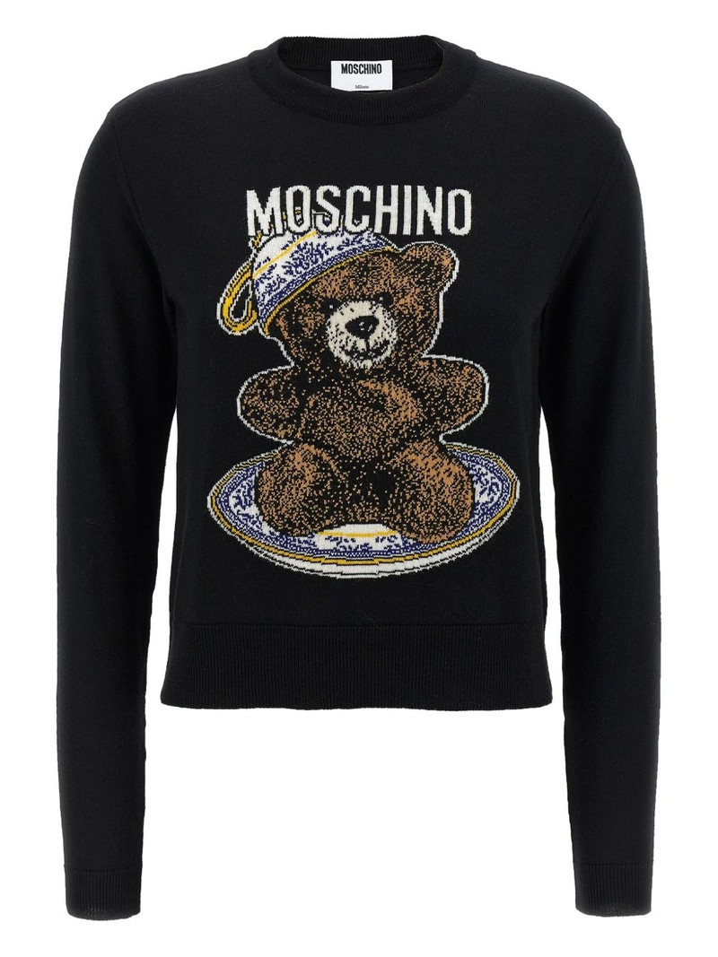 teddy bear-intarsia crew-neck sweater 1