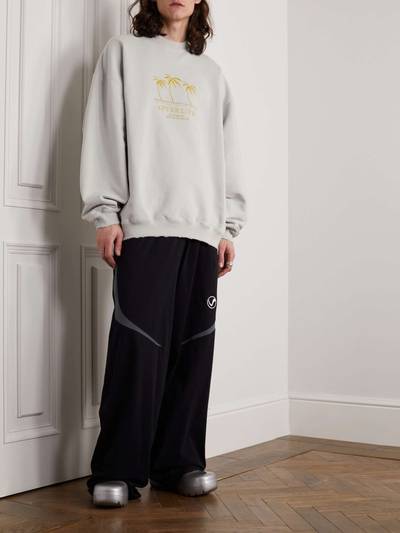 VETEMENTS Oversized Embroidered Distressed Cotton-Blend Jersey Sweatshirt outlook