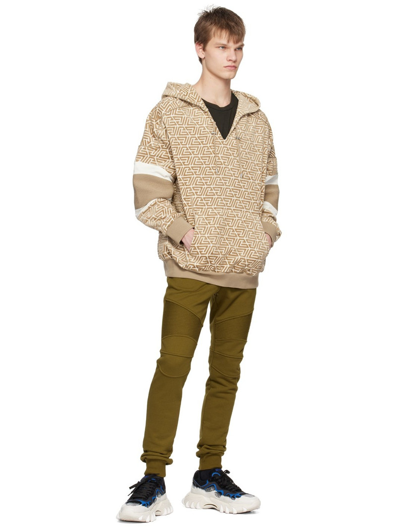 Balmain Khaki Paneled Lounge Pants outlook