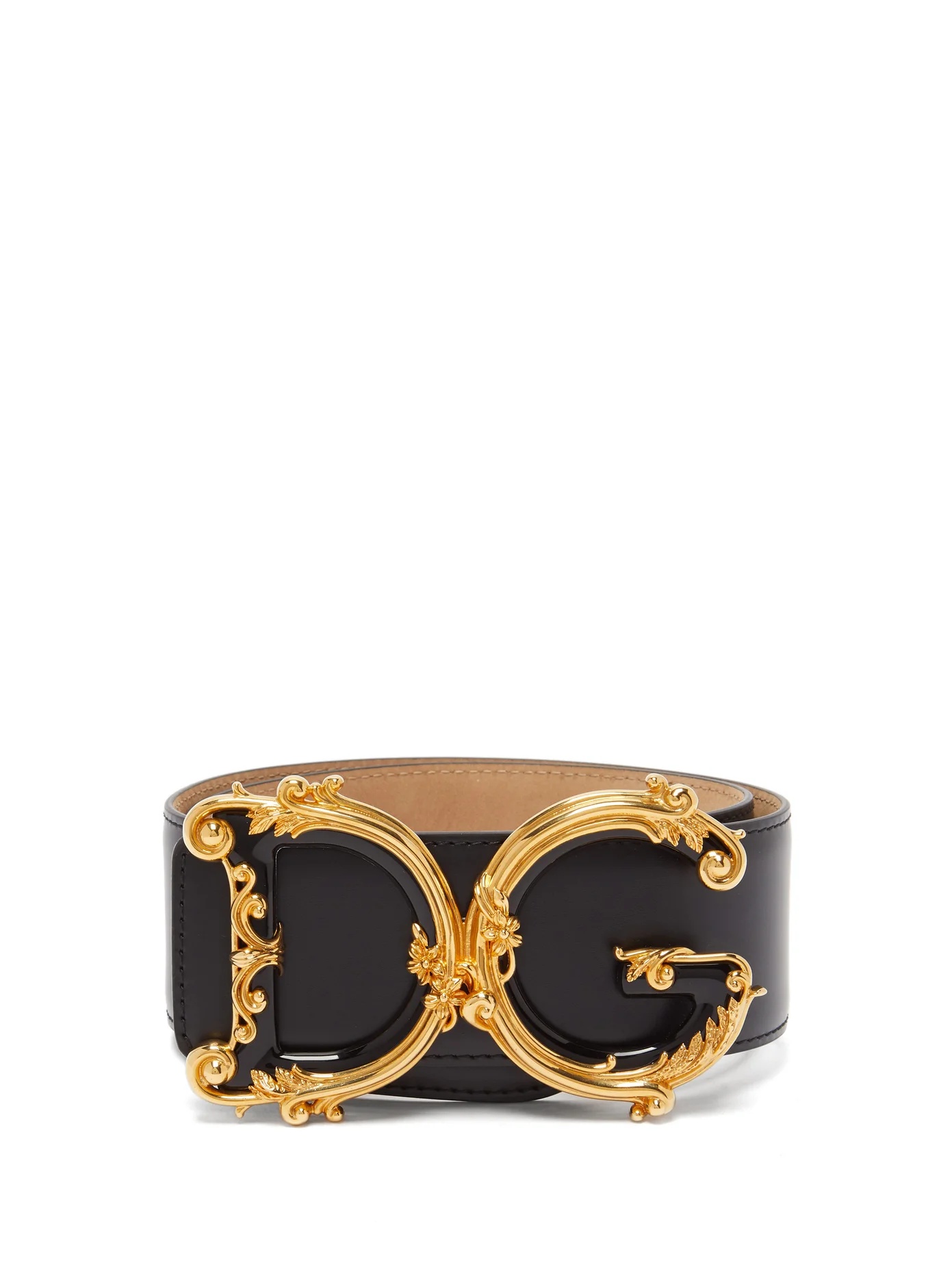 Baroque monogram buckle wide leather belt - 1