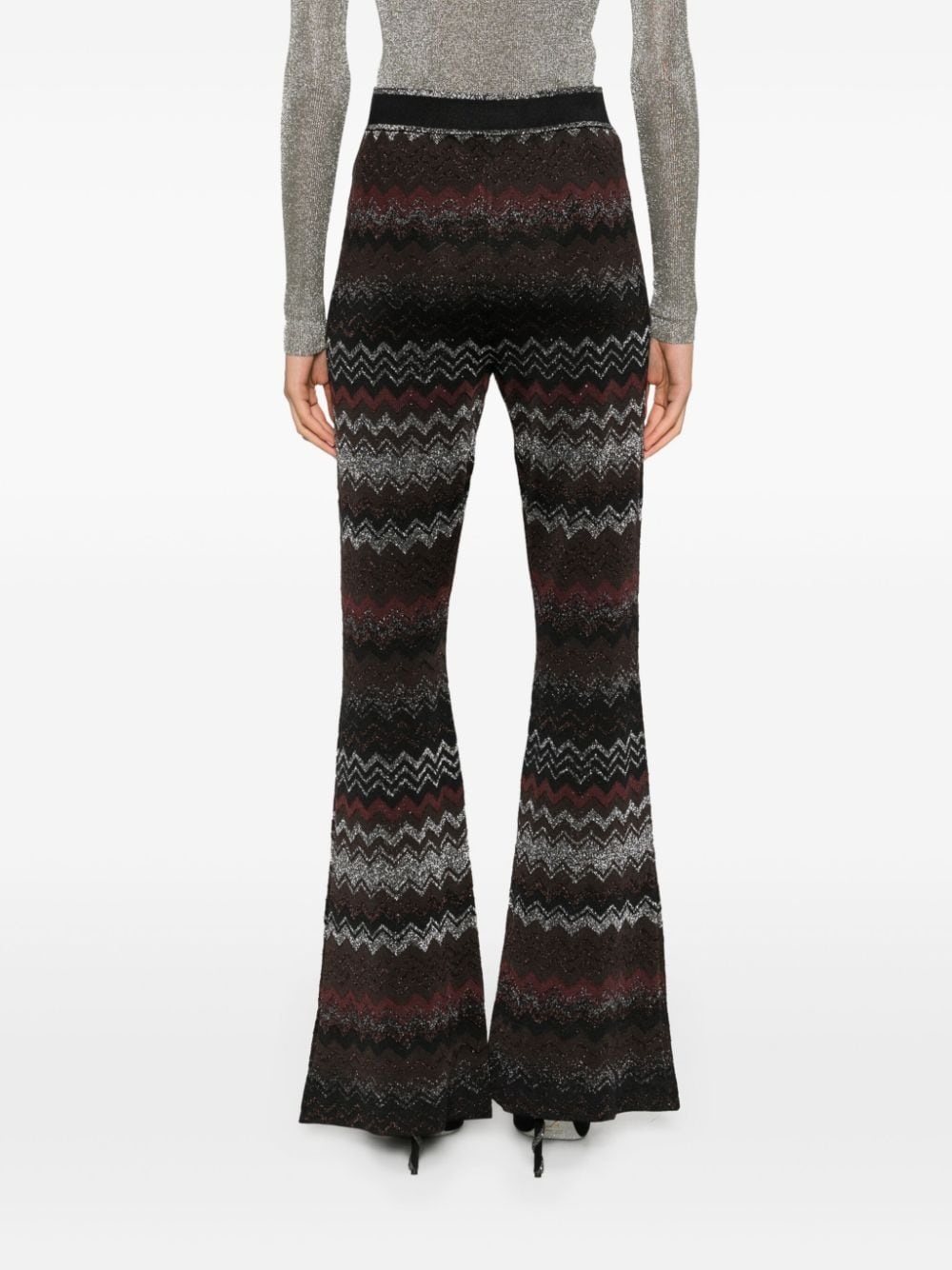 zigzag crochet-knit flared trousers - 4