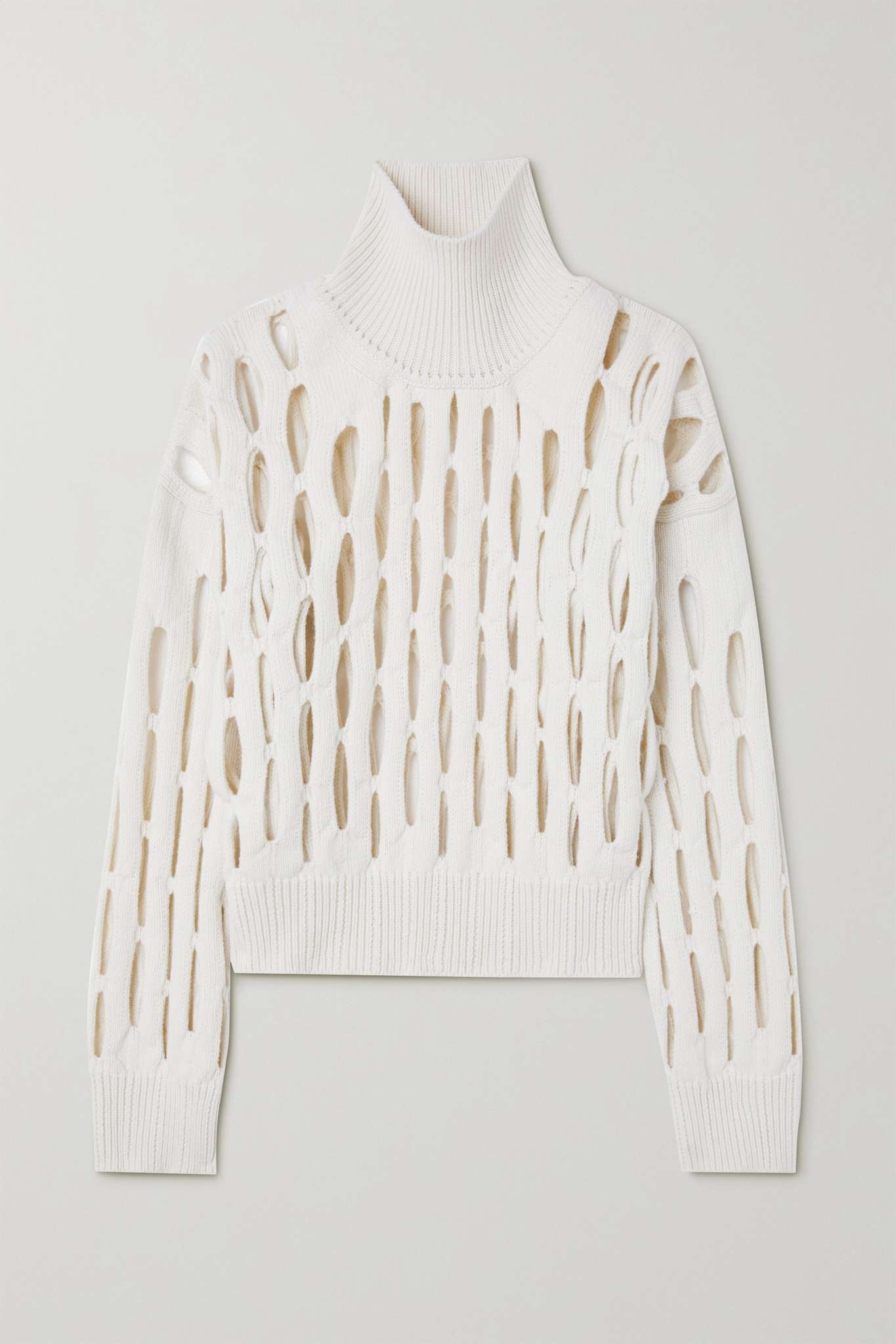 Open-knit wool turtleneck sweater - 1