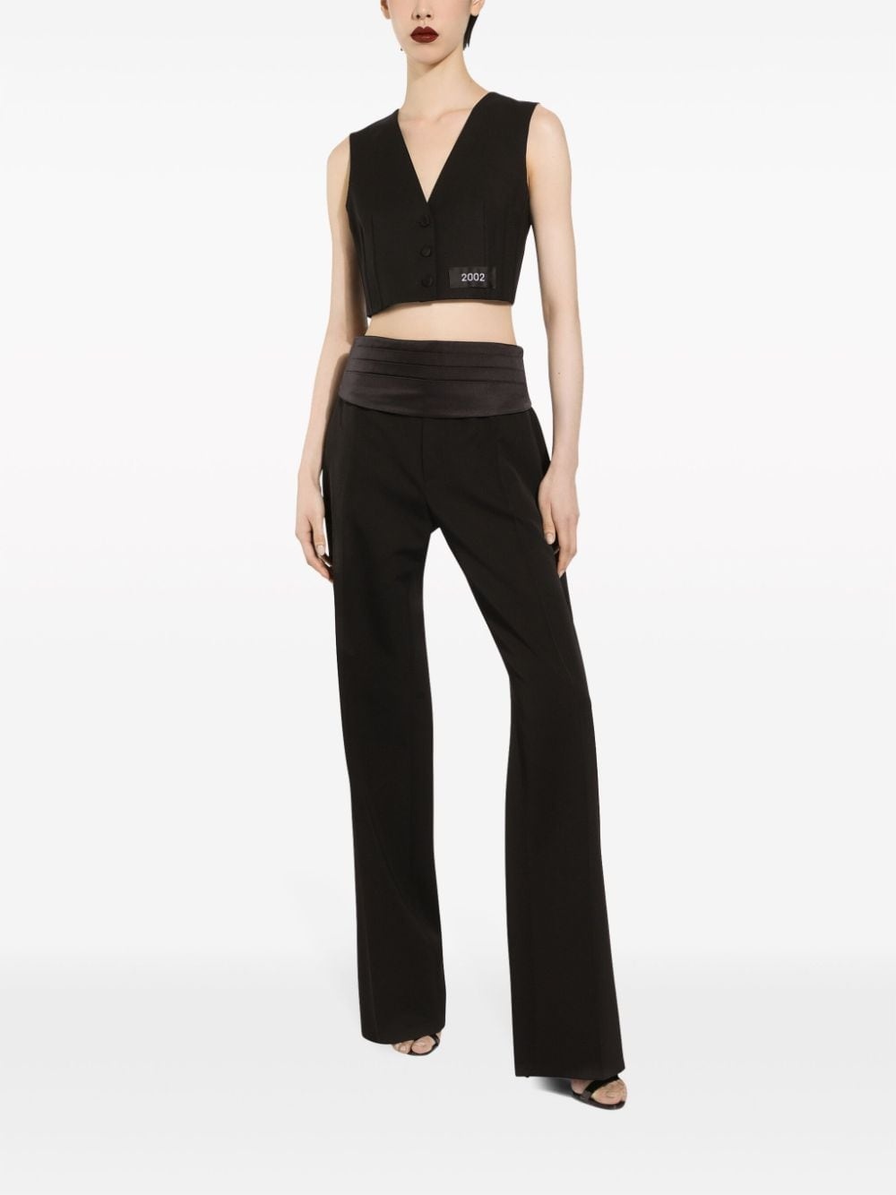 number-patch tailored cropped vest - 3