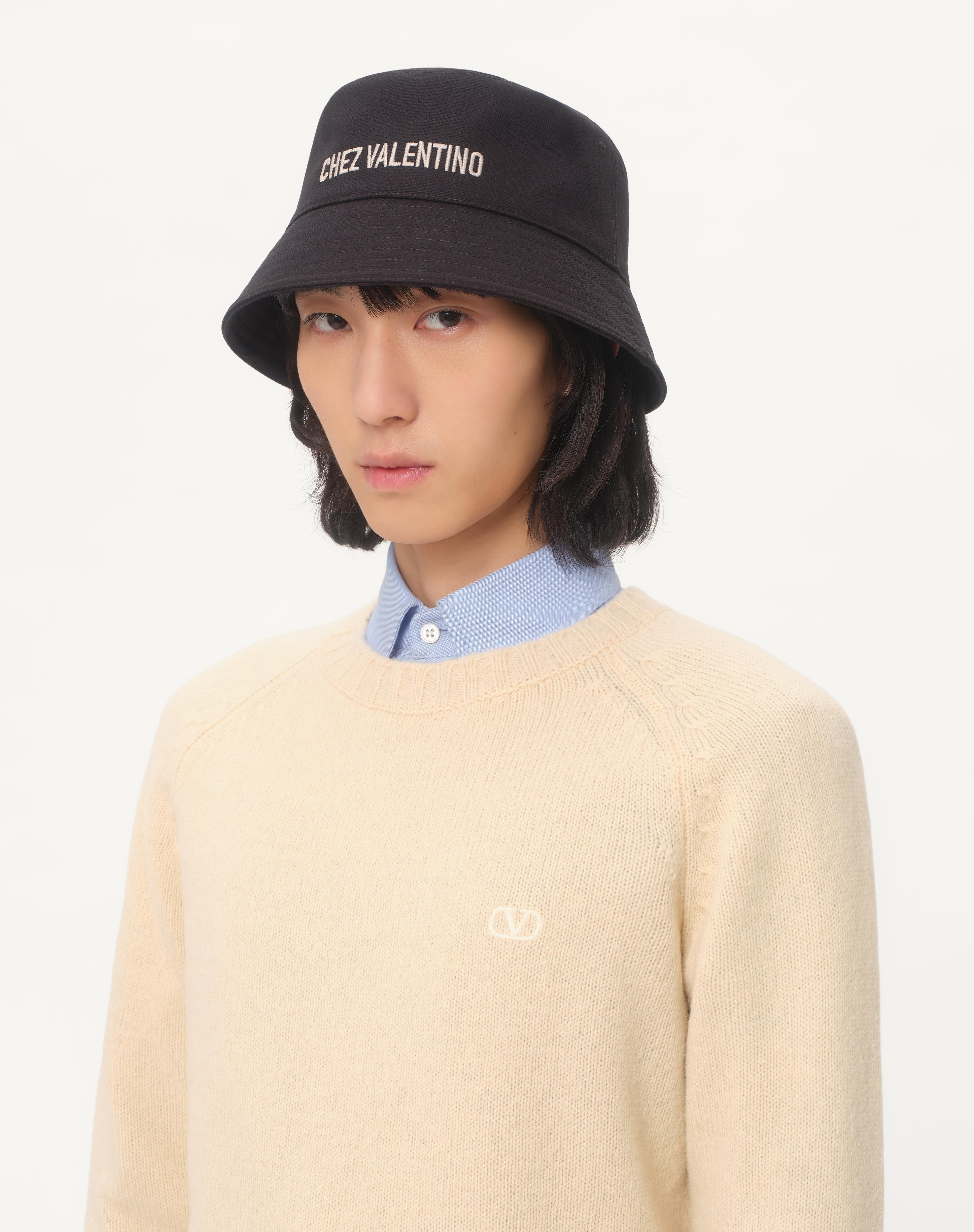 CHEZ VALENTINO COTTON BUCKET HAT WITH EMBROIDERY - 2