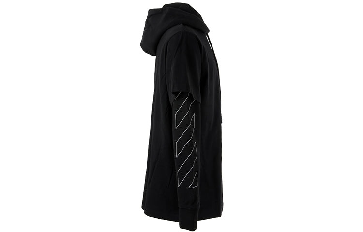 Off-White Stripe Logo Printing Sleeve Loose Fit Black OMBB051F20FLE0011001 - 4