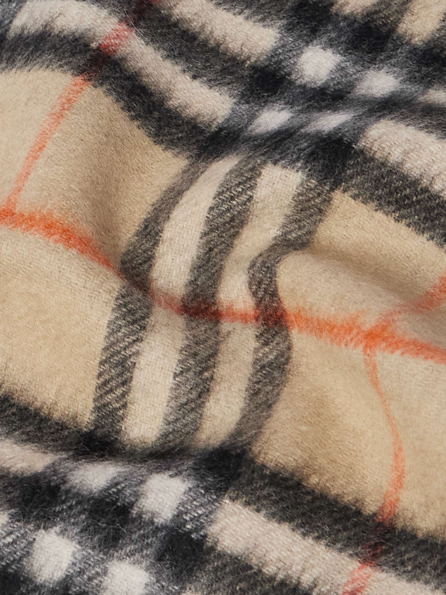 Logo-Appliquéd Fringed Reversible Checked Cashmere Scarf - 3